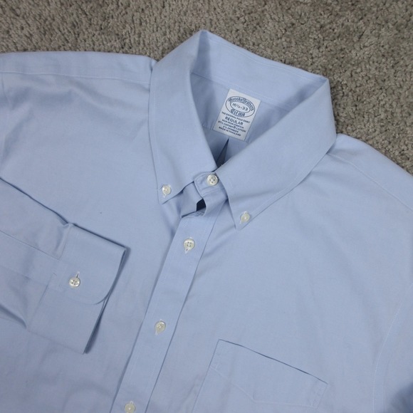 Brooks Brothers Other - Brooks Brothers Shirt Mens L 16.5 33 Blue Solid Stretch Regular Dress Button Up